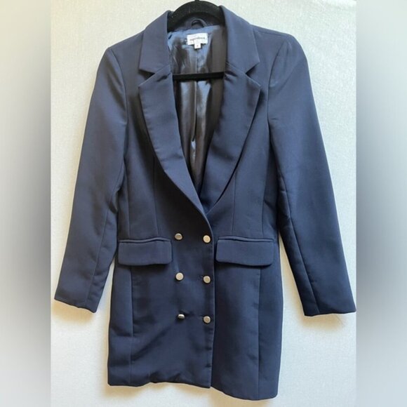 Superdown Madeline navy blue blazer dress Sz S - Picture 2 of 16